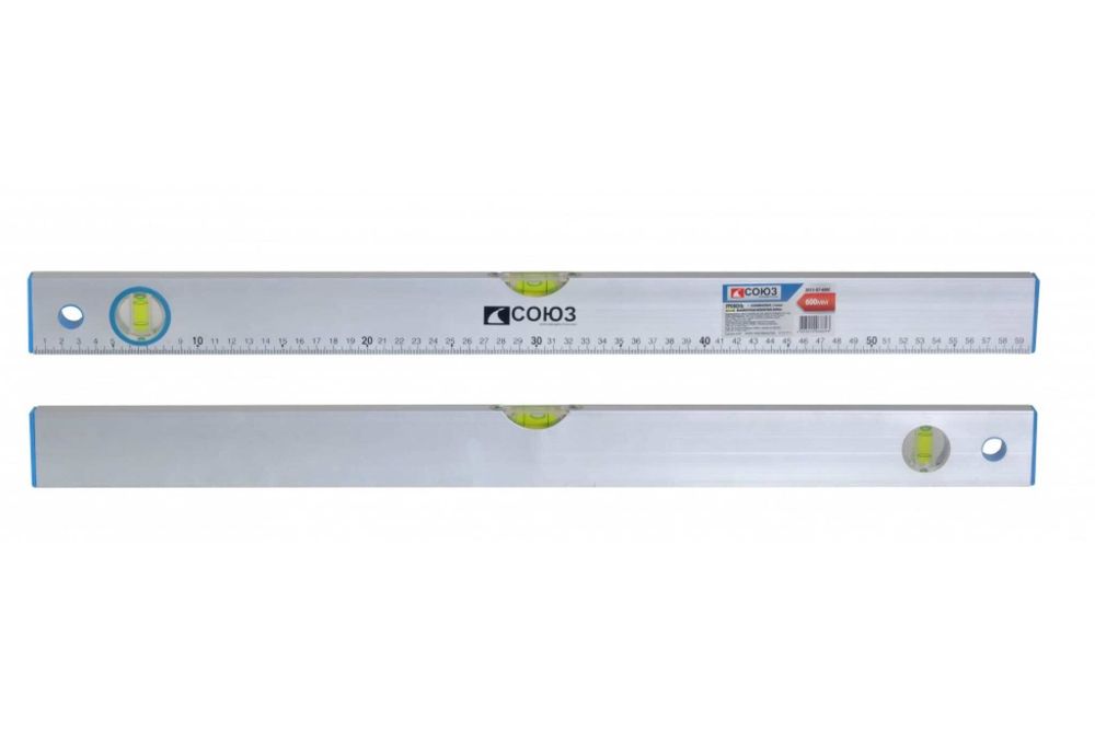 Уровень СОЮЗ 600 мм 2 глазка алюминиевый