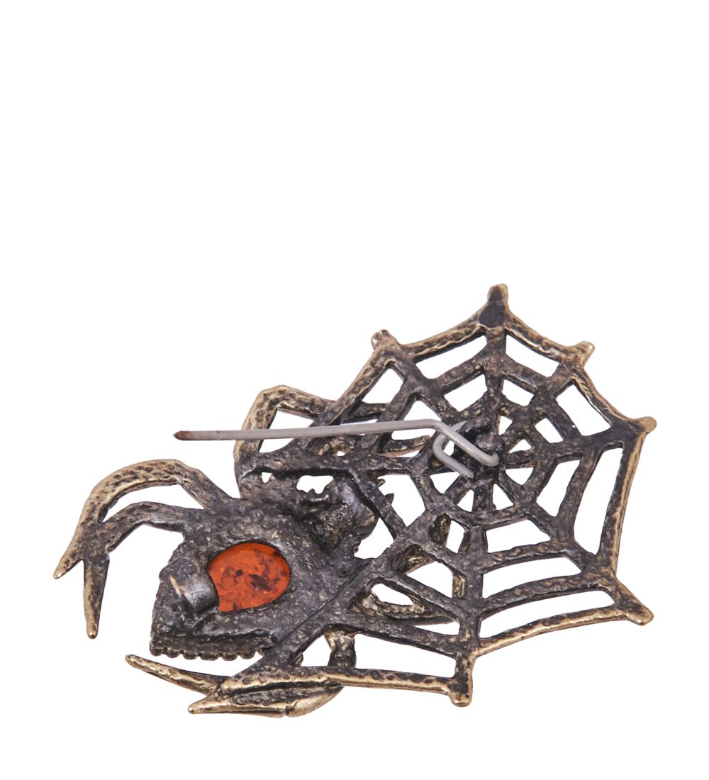 AM-4237 Брошь «Паучиха» (латунь, янтарь)