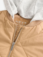 Бомбер с капюшоном для девочки Next E25-223, Бежевый, Серый