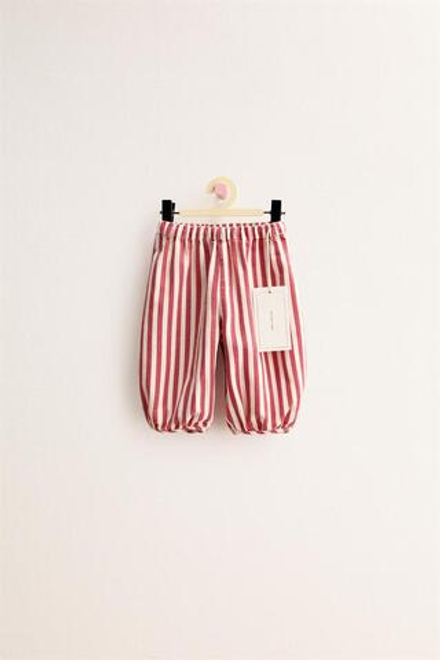 ZARA TIMELESS - БРЮКИ BAGGY ИЗ ТВИЛА В ПОЛОСКУ, КРАСНЫЙ