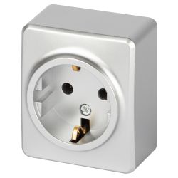 Розетка ЭРА Эксперт 11-2203-03 2P+E Schuko IP20 16A-250В ОУ алюминий | Эра Эксперт