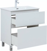 Тумба с раковиной Aquanet Вега 70 344122+330430 белая глянцевая