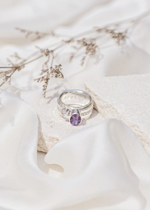 Кольцо «Мозаик» с овальным аметистом и сердечком белый циркон