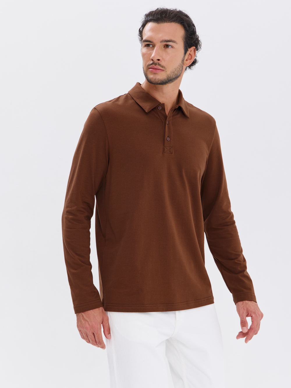 Повседневный базовый лонгслив поло