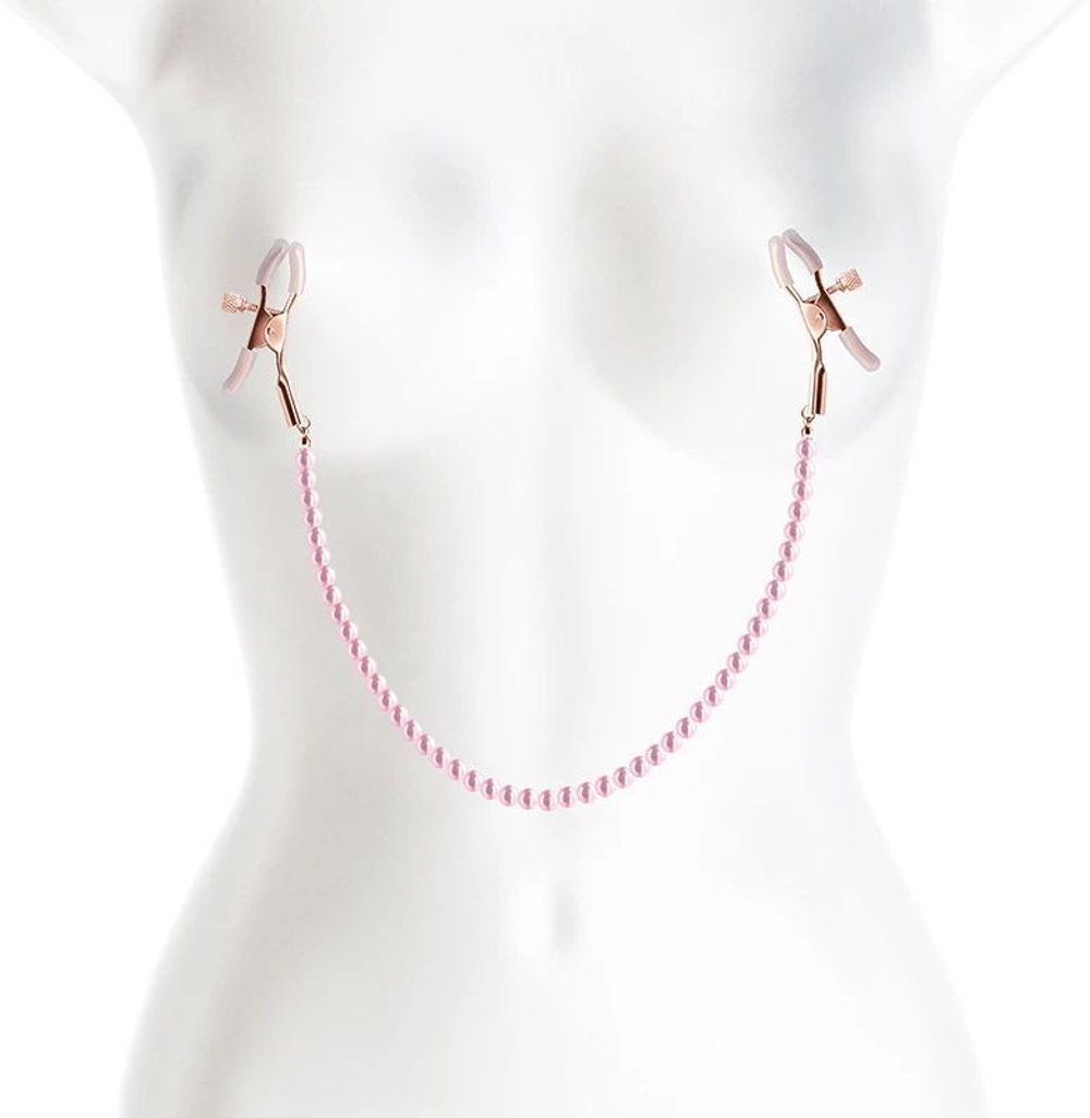 Зажимы на соски с розовыми бусами (Цвет: розовый)