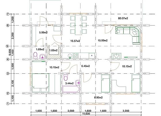 Планировка одноэтажного дома. Заокский район