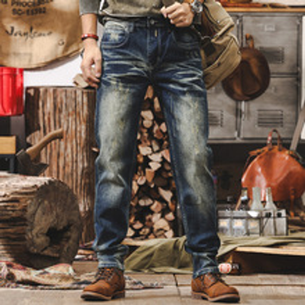 Amei Clock ретро джинсы мужские американский стиль. Сезон весна