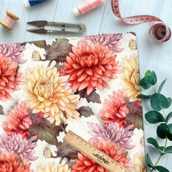 Ткань премиум шифон золотая хризантема