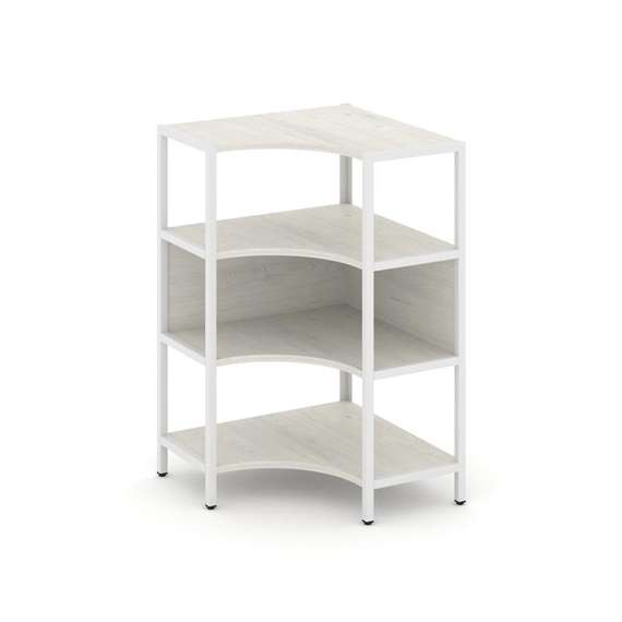 Shelf System Односекционный угловой стеллаж трехярусный SN.STMU-311 Дуб Наварра/Металл Белый 810*810