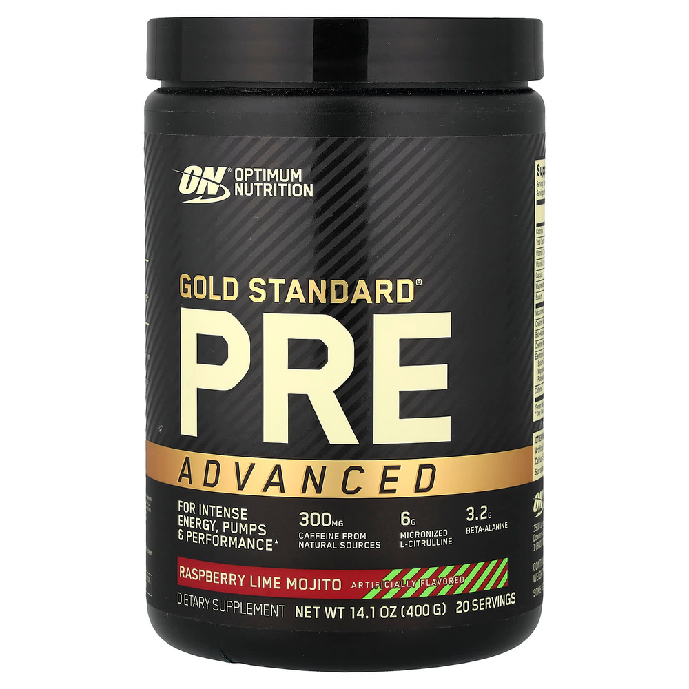 Optimum Nutrition, Gold Standard Pre Advanced, мохито с малиной и лаймом, 400 г (14,1 унции)
