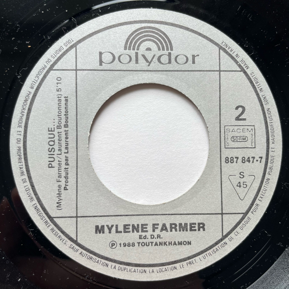 Винтажная виниловая пластинка LP Mylene Farmer Pourvu Qu'elles Soient Douces (Франция 1988) 7 дюймов маленькая пластинка