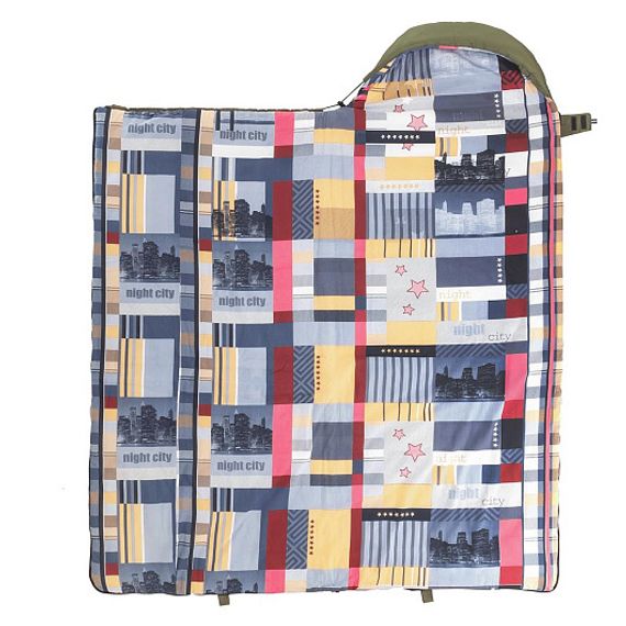 Спальный мешок OLYMPUS Wide 400 (220х90, холлофайбер, зеленый/город) (T-HS-SB-OW-400-NC) Helios