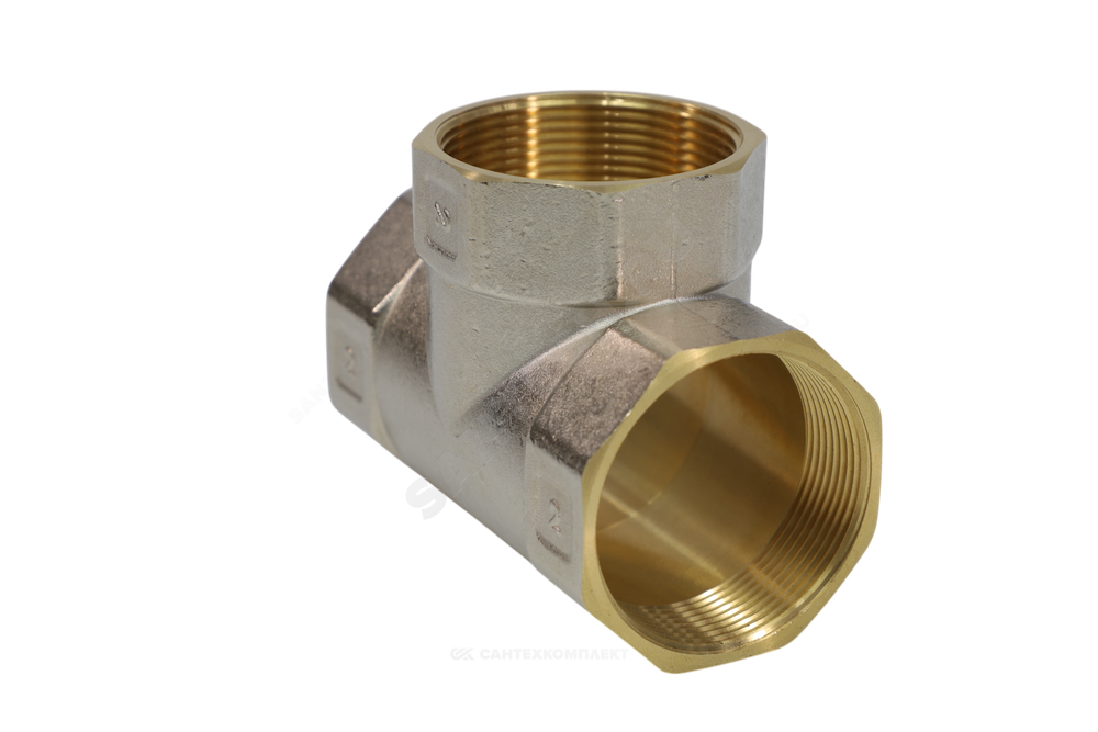 Тройник латунь никель Ду 50 (2") ВР/ВР 9007 ГОСТ 32585-2013 Aquasfera 9007-06