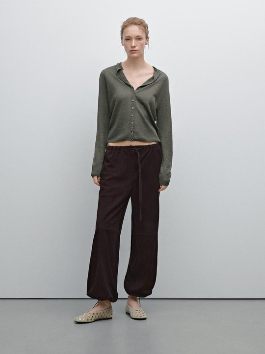 Massimo Dutti Легкий кардиган из 100% льна, зеленый