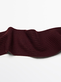 Massimo Dutti Тонкий шарф из ткани в рубчик, бордо