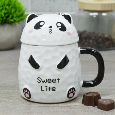 Кружка 380мл с крышкой и ложкой Панда