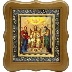 Спаситель на троне с предстоящими. Икона на холсте.