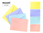 Папка-конверт на кнопке 33.5х23.5см. "Pastel" пластиковая, плотность 180мкм, 4 дизайна (Mazari)