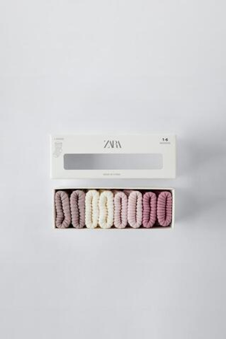 ZARA НАБОР ИЗ ЧЕТЫРЕХ ПАР НОСКОВ РАЗНЫХ ЦВЕТОВ, РОЗОВАТЫЙ