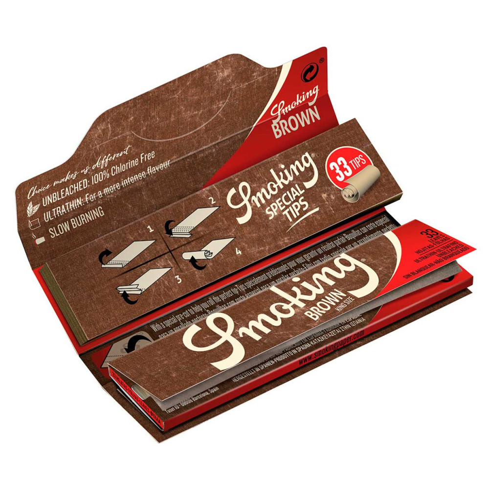 Бумага для самокруток SMOKING KING SIZE BROWN + TIPS PACK (Коричневая + Типсы) 33л.