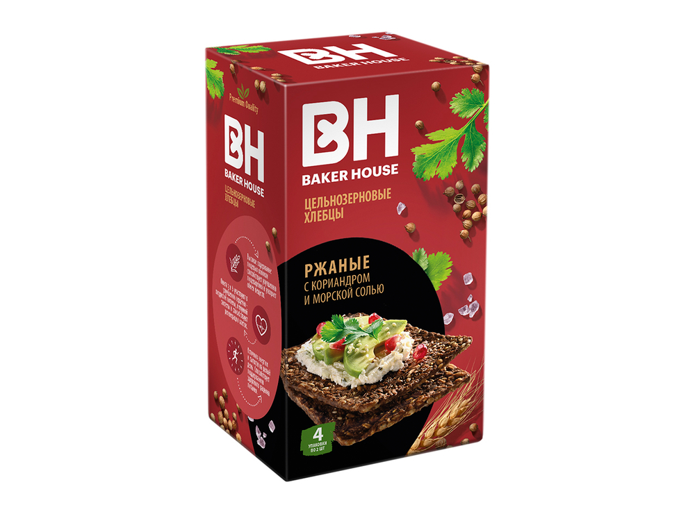 Хлебцы цельнозерновые Скандинавские ржаные Baker House 180г (8шт)