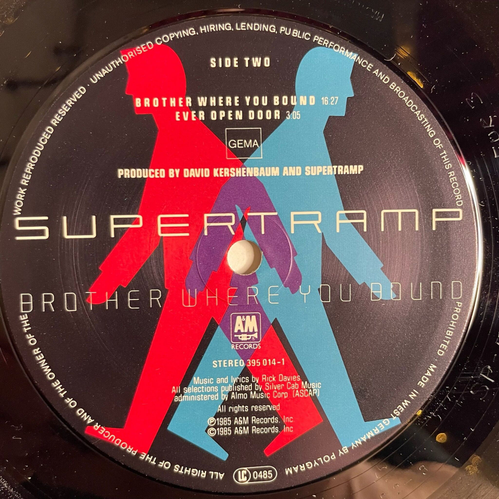 Винтажная виниловая пластинка LP Supertramp Brother Where You Bound (Germany 1985) Brother Where You Bound