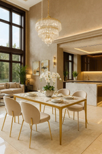 Стол обеденный Ist Casa Камео, 140х80х75 см, белый мрамор (Пандора)