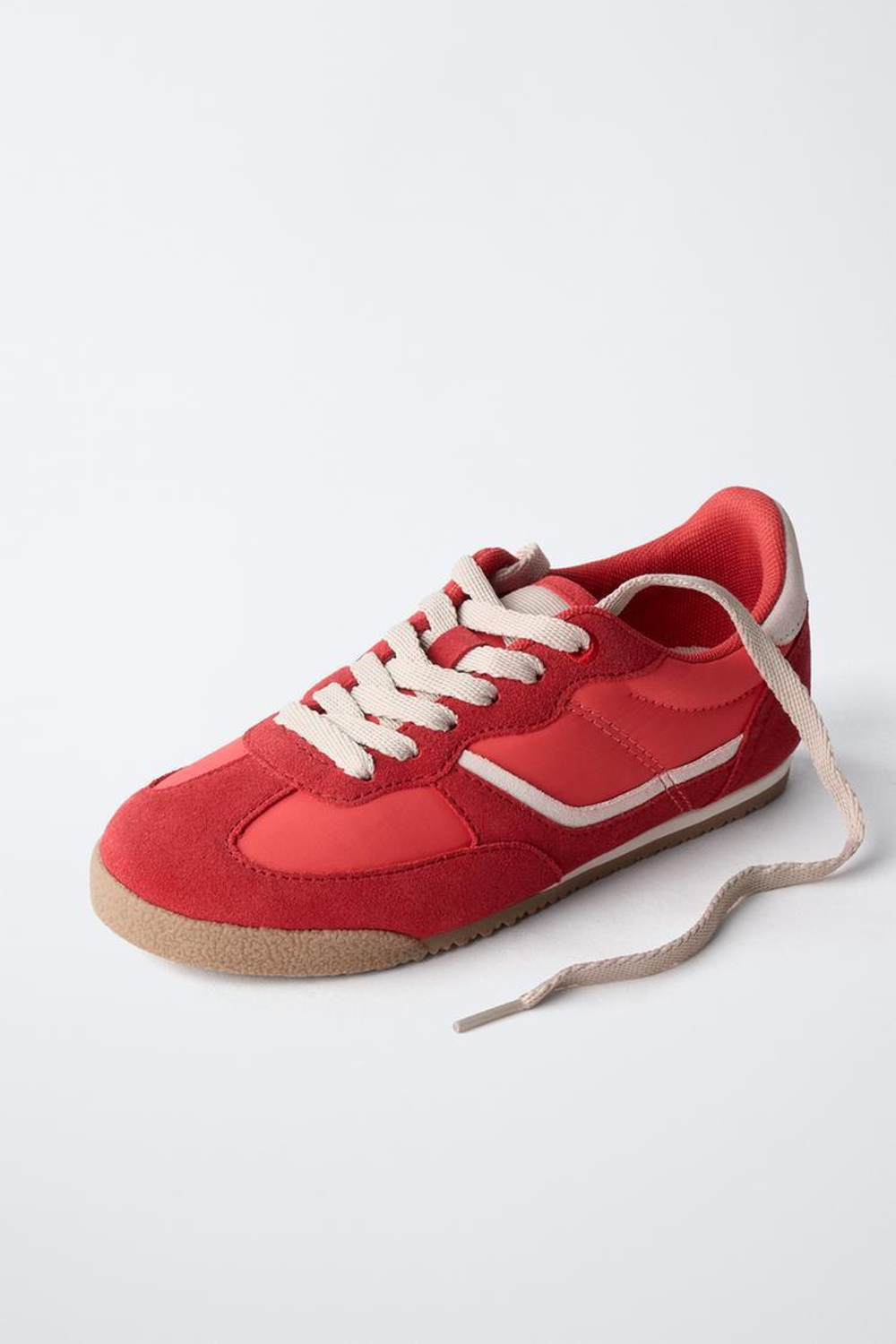 ZARA КОЖАНЫЕ КРОССОВКИ, КРАСНЫЙ