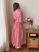 Платье Шарлотта для беременных и кормящих, Пудровый с розовыми цветами