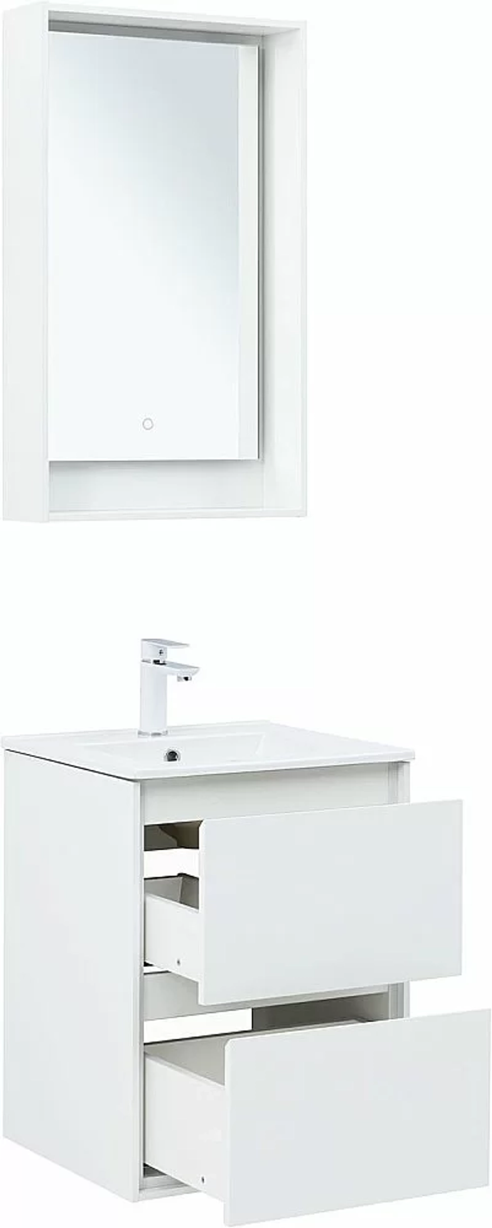 Тумба с раковиной Aquanet Милан 336366/330428 50 белый глянец
