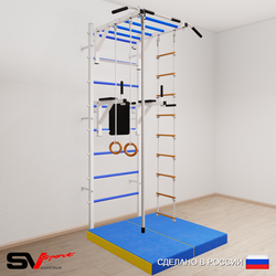 Шведская стенка Sv Sport усиленная 6234 (Турник рукоход/Брусья/Канат/Кольца/Лестница/Мат 1м)