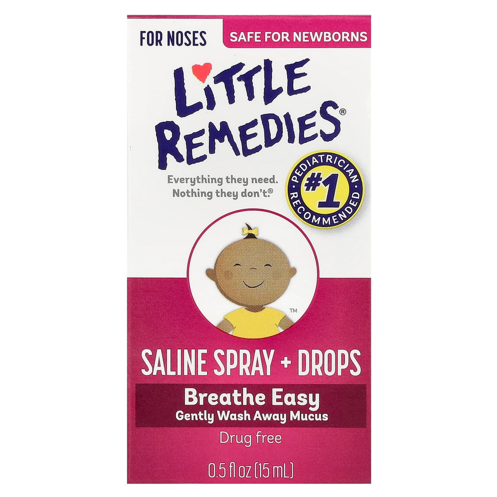 Little Remedies, Солевой спрей + капли, для носа, 15 мл (0,5 жидк. унц.)