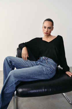 ZARA ДЖИНСЫ Z1975 REGULAR FIT LONG LENGTH С ВЫСОКОЙ ПОСАДКОЙ, СИНИЙ