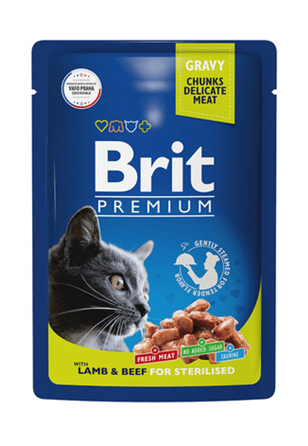 Brit Premium Ягненок и Говядина в соусе для взрослых стерилизованных кошек, 85г