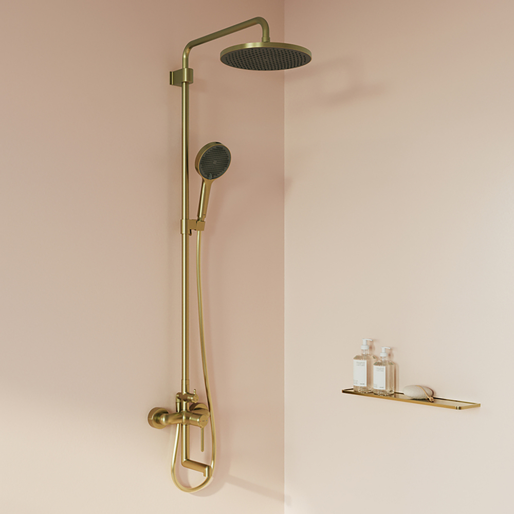 Душевая система 35к IDDIS AIGMG3Fi06 Эйгер (Aiger) лейка "Тропический душ", ЗОЛОТО матовый