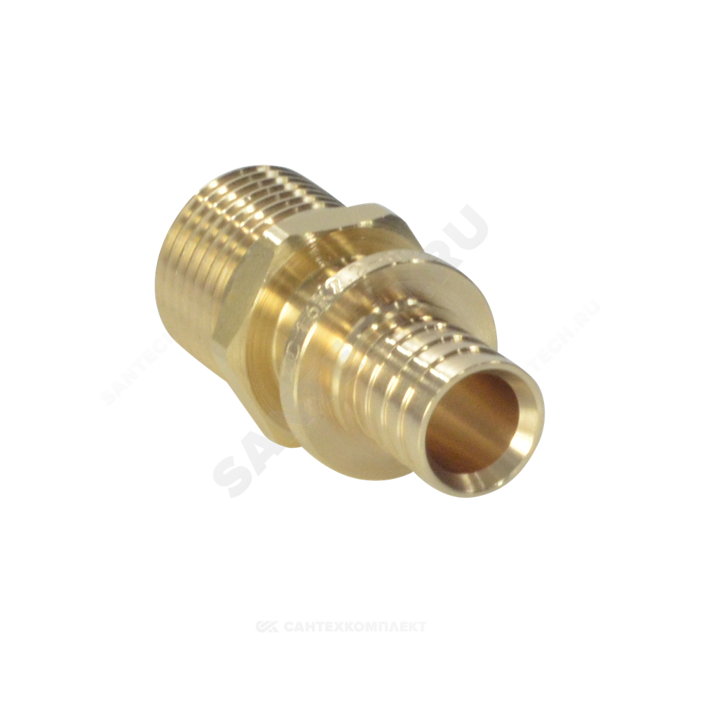 Муфта для PE-X труб аксиальная латунь Дн 25х3/4" НР РОС