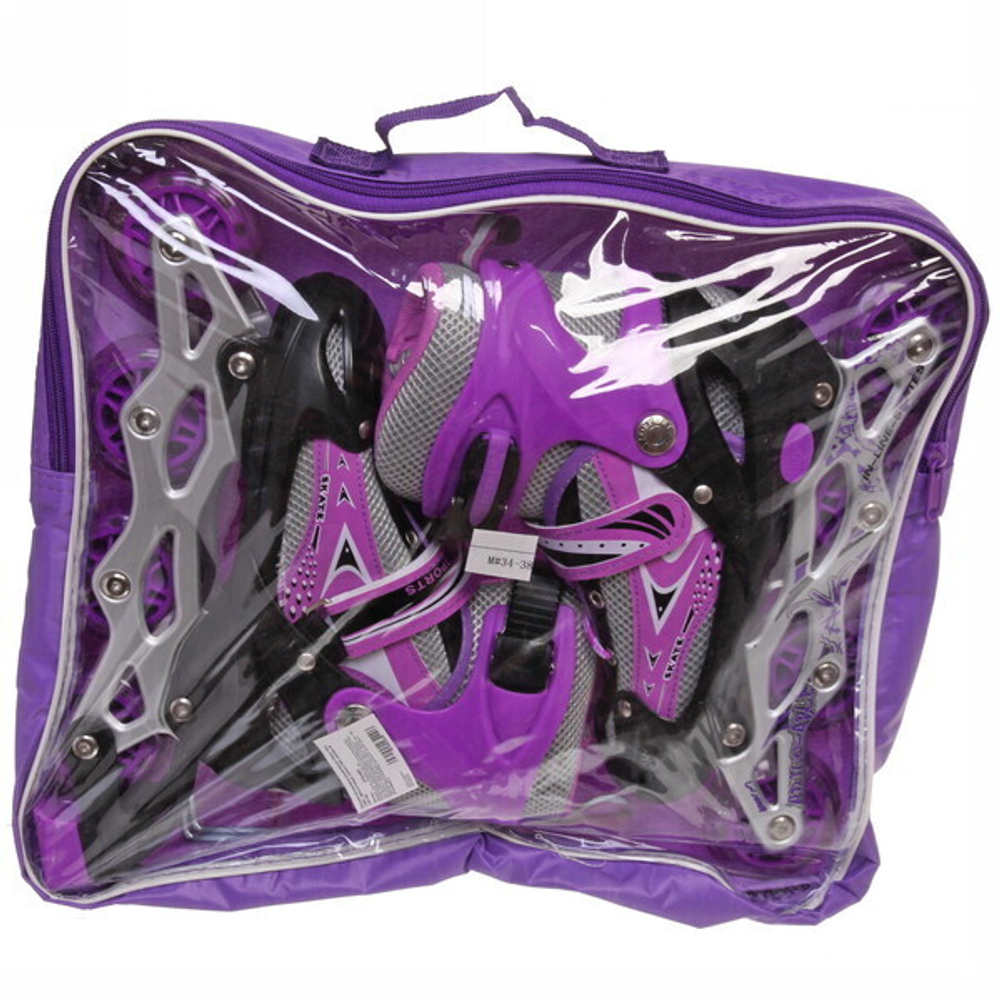 Коньки роликовые раздвижные Happy Star 136C, фиолетовый, колеса ПВХ, размер M (34-38)