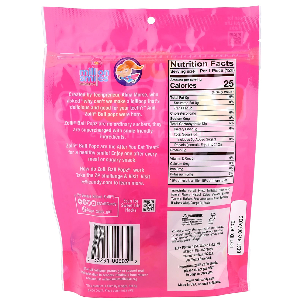 Zollipops, Zolli®, фруктовые шарики, 147 г (5,2 унции)
