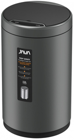 Ведро для мусора СЕНСОРНОЕ (круг. СЕРЫЙ) 12л. JAVA