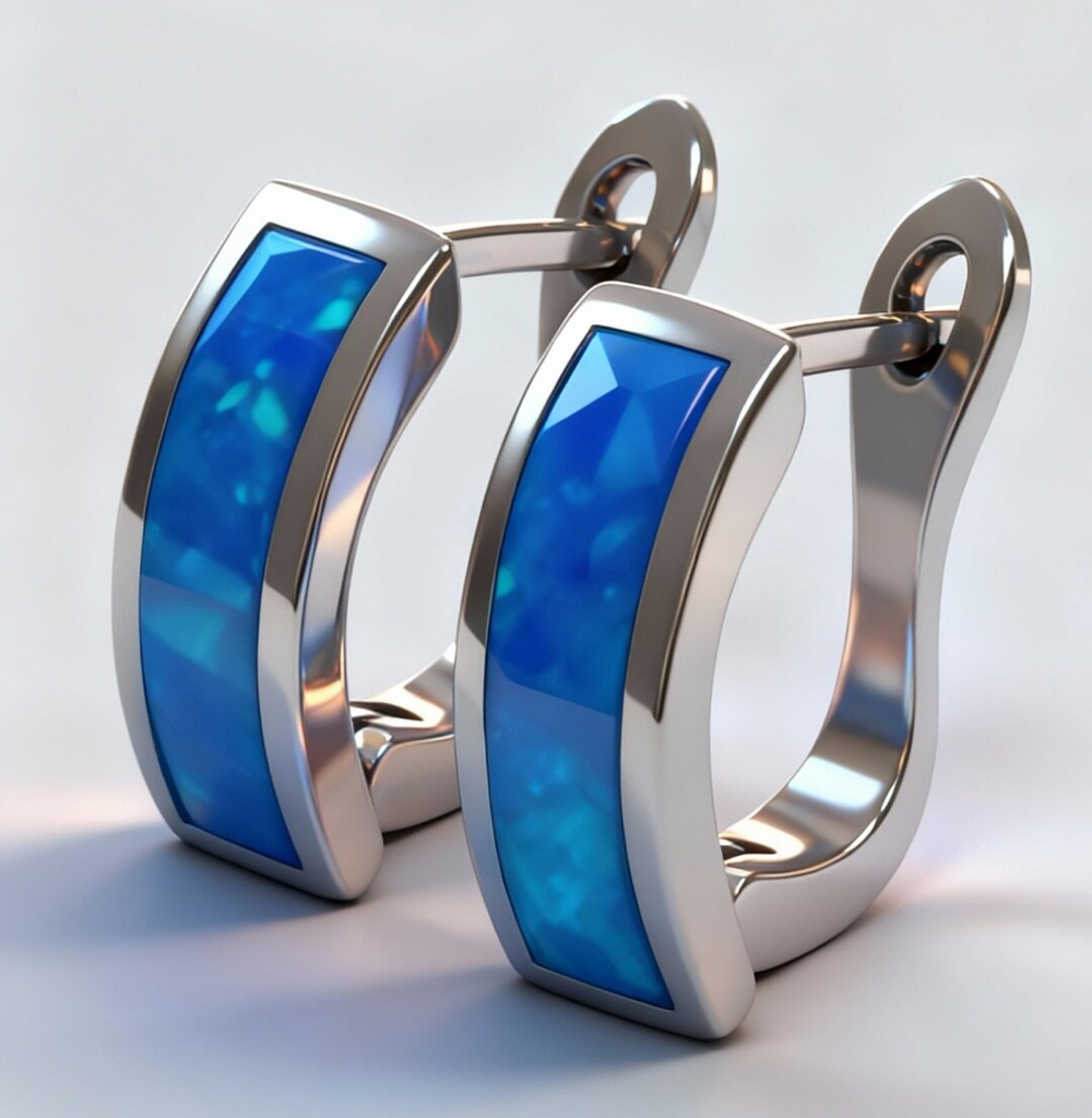 Ювелирные серьги из серебра 925 пробы с опалом