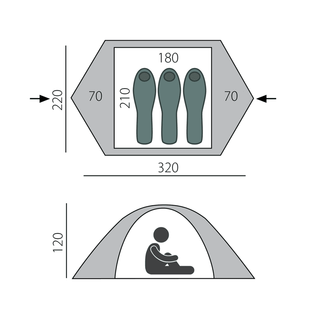 Легкая трехместная палатка BTrace Ion 3 (вес 3.9 кг)