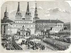 Бланшар Ф., Ренар и Вормс. Торжественный въезд Александра II через Воскресенские ворота. 1856.