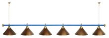 Лампа STARTBILLIARDS 6 пл. (плафоны антик медь,штанга красная,фурнитура золото)