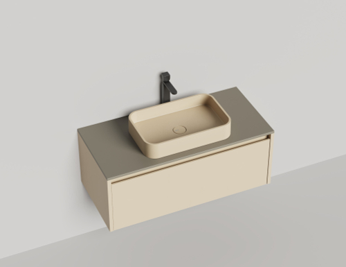 Подвесная тумба Domino 1000, эмаль, фрезерованный фасад, под встраиваемую раковину