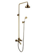 Смеситель для ванны и душа с регулируемой высотой штанги, поворотным изливом и верхней душевой лейкой "Тропический дождь" LEMARK VINTAGE – LM2862B