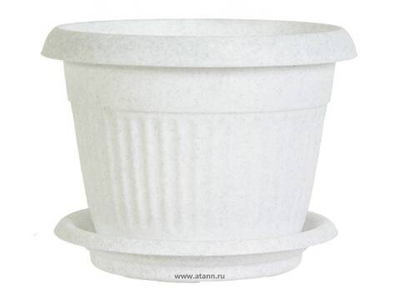 Кашпо Ливия 4,6л 240мм с поддоном, мрамор