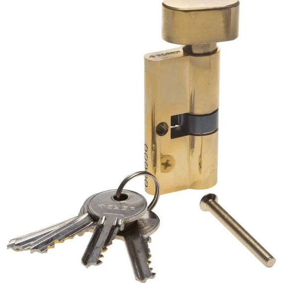 Цилиндровый механизм ЗУБР 5-PIN ключ-защелка 60 мм латунь (52103-60-1)