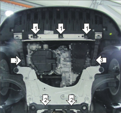 Усиленная защита Motodor картера двигателя, кпп. 2 мм, сталь. для Renault Fluence 2010-2012,Renault Scénic III 2012-2016,Renault Grand Scénic III 2009-2013,Renault Scénic III 2009-2012,Renault Fluence 2012-2018,Renault Megane III 2008-2013,Renault Megane III 2013-2016,Renault Grand Scénic III 2013-2017 арт.71721