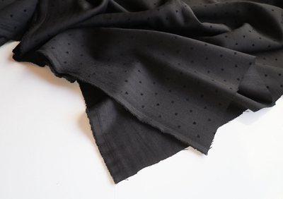 ЧЕРНЫЙ - Костюмная ткань "елочка" с сердечками (1400 Евгения)