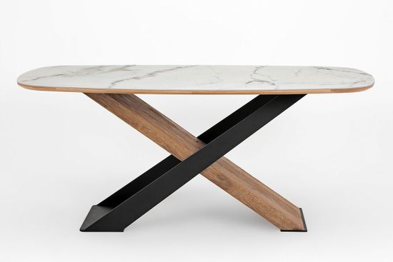 Стол Остин-М нераздвижной (дуб/т.020 меловой дуб/т.н.м.820 черная шагрень/керамика 2 50 равена)